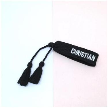 Imagem de Pulseira de Letras com Borla Ajustável  Tecido Artesanal Unissex - A1