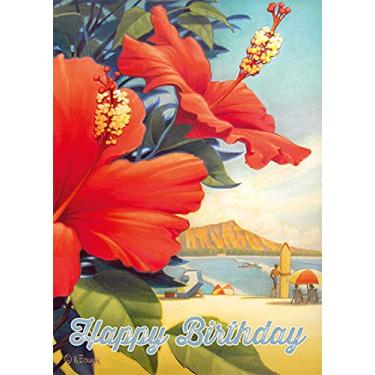 Imagem de Conjunto de cartas Hawaii Greeting (12) Dia de Praia Hibiscus por Kerne Erickson - Aniversário