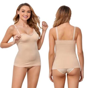 Imagem de Regata De Amamentação Blusa Maternidade Bojo Removível Liso - gsv, Beg