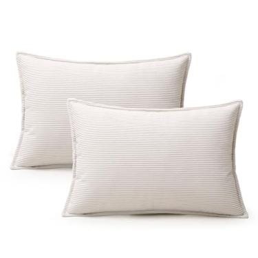 Imagem de Ailuteie Conjunto de 2 capas de almofada de veludo cotelê 50 x 30 cm – Capas decorativas Boho para sofá, cama – Capas de almofada retangulares macias para decoração de sala de estar (sem enchimento)