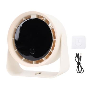 Imagem de Aramox Ventilador de Mesa Ajustável Com Exibição Digital, fã de Refrigeração de Cabeceira Portátil 6 Polegada Branca Cremosa, Operação Silenciosa para Quarto, Escritório ou Dormitório