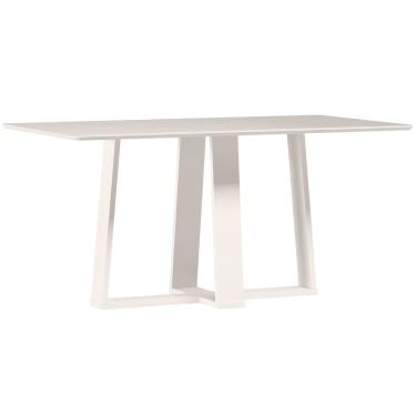 Imagem de Mesa de Jantar para 6 Lugares 1,60m Tampo Mdf com Vidro Rubi Off White - New Ceval