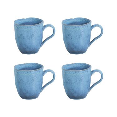 Imagem de Conjunto de Canecas Porto Brasil Orgânico Breeze em Stoneware Azul 273ml - 4 Peças