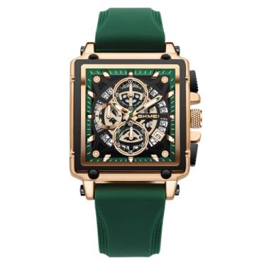 Imagem de SKMEI Relógios masculinos analógicos de esqueleto de quartzo com cronógrafo, à prova d'água, estilosos, relógios masculinos, Verde