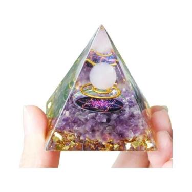 Imagem de Pirâmide De Orgônio De Ametista E Peridoto, Cristal De Cura Com Energi