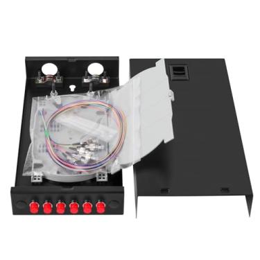 Imagem de Duogalia FC-UPC 6 Simplex 6 portas de montagem na parede caixa de fibra com bandeja de emenda monomodo FC-UPC kit (inclui trança de 1,2 metro e acoplador de fibra)