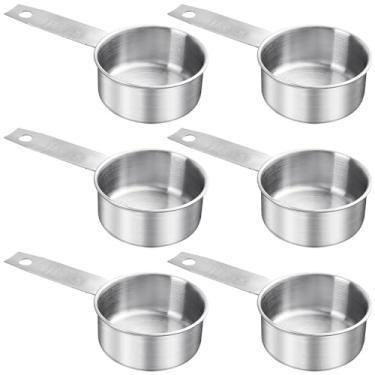 Imagem de Lainballow 6 copos medidores de 1/2 xícara, copos medidores de aço inoxidável, 125 ml | 125 cc | 113 g | Colheres de medição individuais com marcação gravada, copo de medição de metal para cozinha e