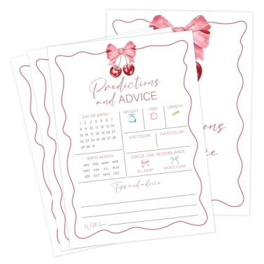 Imagem de Cherry Baby Shower Games, Cherry Predictions And Advice Game para 30 convidados com cartas de jogo, revelação de gênero, suprimentos e decorações para chá de bebê (DV32)