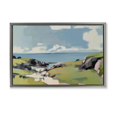 Imagem de Stupell Industries Tela flutuante cinza Green Bay Breeze Design de arte de parede por Elara Yasna, 53 x 78 cm