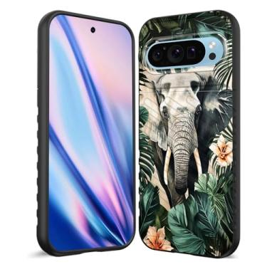 Imagem de EFGWSDER Capa para Google Pixel 10/Pixel 10 Pro 6,3 polegadas 2025, capa protetora de borracha TPU flexível com absorção de choque, folhas de palmeira de elefante