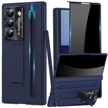 Imagem de YQODSZ Capa para Samsung Galaxy Z Fold 7 com suporte para caneta S e Stylus, Z Fold 7 capa fina de corpo inteiro com protetor de tela de privacidade, suporte para câmera, antiespião, capa protetora