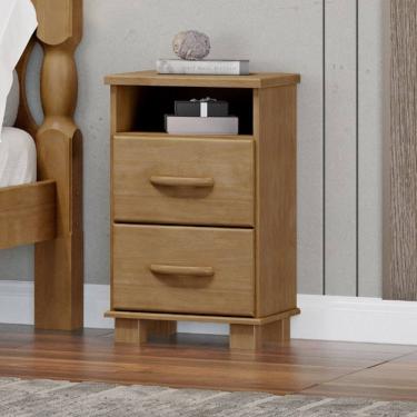 Imagem de Mesa Cabeceira Madeira Maciça Mesinha Quarto 2 Gavetas Boho