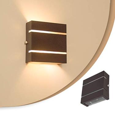 Imagem de Arandela 2 Focos C/Frisos E Fachos Externa Parede Muro Slim Marrom