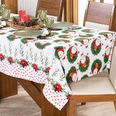 Imagem de Toalha de Mesa Retangular 2,50m x 1,40m para 8 Lugares Avulsa Estampada Natalina - Decoração Natal Festas Fim de Ano Cozinha Jantar Ceia Véspera (Poá Vermelho)