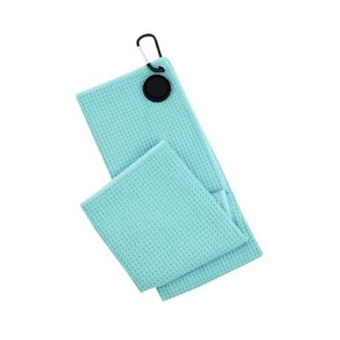 Imagem de IEUDNS Toalha de Golfe de Microfibra, Portátil, Padrão Waffle, Leve, Grande, com Mosquetão, Toalha de Limpeza de Bolas Confortável de Microfibra, Verde