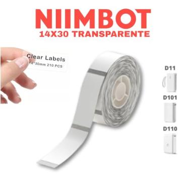 Imagem de Etiqueta NIIMBOT – 14 x 30 mm transparentes à prova d'água e autoadesivas para impressora - Adequado para máquina de fita de etiqueta D11/D101/D110 (transparente)