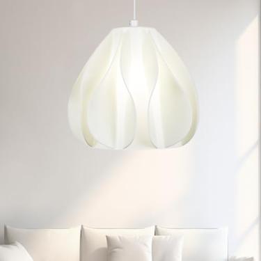 Imagem de Luminária Pendente 3D para Cabeceira, Branca, com Lâmpada LED 5W, Cabo 2m, Fibra de Resina, Soquete E27 (1015-Luz fria)