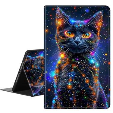 Imagem de RAUEDWDJS Capa para Samsung Galaxy Tab S10 FE (2025) / S9 FE 27.7 cm / S9 11 polegadas 5G, capa inteligente de couro PU fina com suporte para S-Pen e hibernar/despertar automático - gato preto