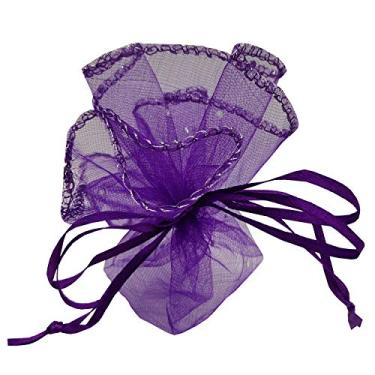 Imagem de Ankirol 20 pçs Bolsa de lembrança de organza transparente com cordão redondo Bolsa de joias Organza Doce 26 cm/10,2 pol. Diâmetro Natal festa de casamento Favor embalagem de presente, Purle, 3.5x4.5