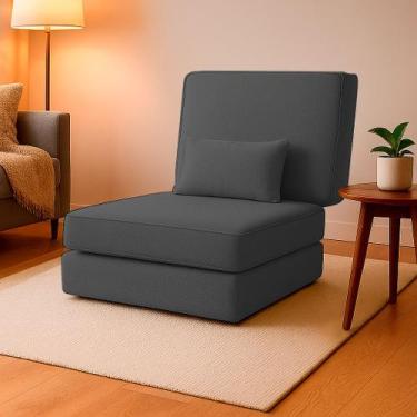 Imagem de Puff Solteiro Multiuso 3 em 1 Portátil Colchonete Dobrável Vira Cama C