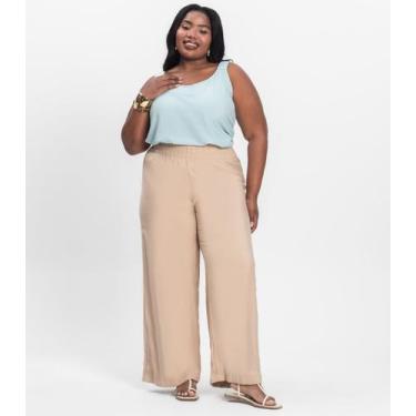 Imagem de Calça Pantalona Plus Size Secret Glam Bege, Plus G3, Bege