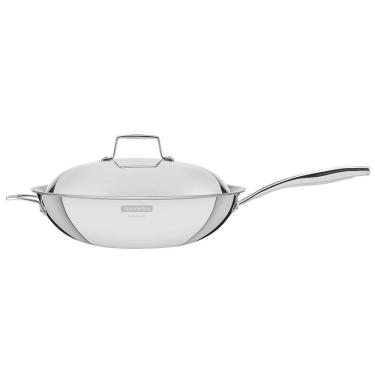 Imagem de Panela Wok Tramontina Grano em Aço Inox Corpo Triplo com Tampa e Cabo 32 cm 5,2 L 62158320