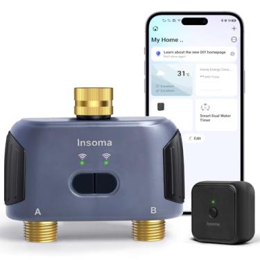 Imagem de Temporizador de água WiFi de 2 zonas, entrada e saída de latão, temporizador de irrigação para mangueira de jardim, aplicativo, controle remoto, WiFi, mangueira, controle de entrada, controle de voz
