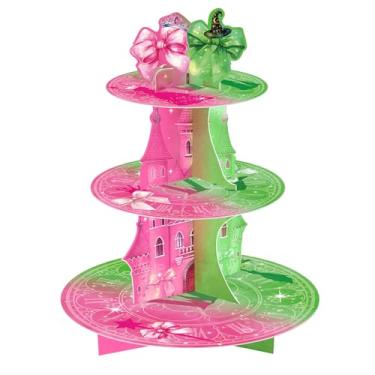 Imagem de Lukinuo Decorações de bolo de festa de bruxa, suporte de cupcake de bruxa, rosa e verde, suprimentos de festa para bolos com tema de bruxas e princesas, artigos de decoração de aniversário