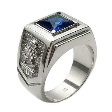 Imagem de Anel de Formatura em Prata 950, Engenharia Civil, Pedra Azul, 1,3 cm, 10g (20)