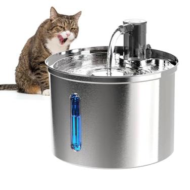 Imagem de Bebedouro Fonte Água 3L Filtro Silenciosa Inox Para Gatos Cães Filtragem Automática, Fonte de água para Gatos-Janela de nível de água,Bivolt