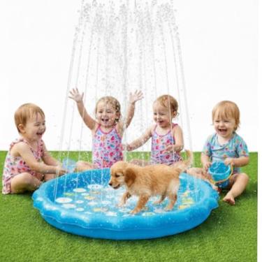 Imagem de Genérico Piscina para a Criançada e Animais de Estimação, Brinquedo de Água para Cães, Pet Verão, Piscina Pet Inflável Chafariz (100CM)