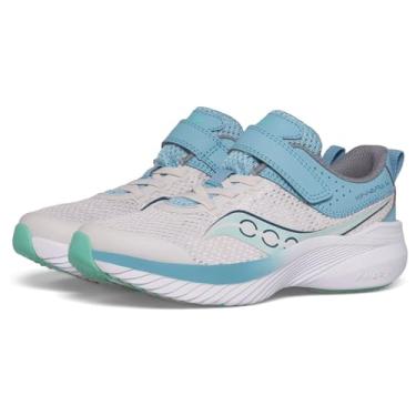 Imagem de Saucony Tênis infantil unissex Kinvara 14 com fecho alternativo, Cinza/azul, 6 Big Kid