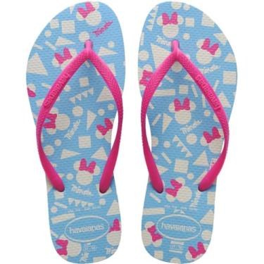Imagem de Chinelo, Havaianas, Infantil, Slim, Disney, 29 e 30, Azul e Rosa