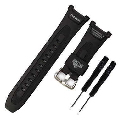 Imagem de KHZBS Pulseira de reposição de resina g Shock para Casio protrek-prg-40 Pag-40 PRG-240 Pulseira de relógio, Black silver buckle, 18mm