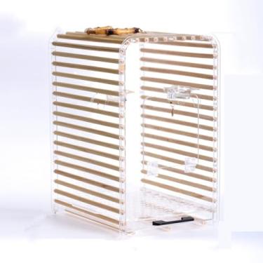 Imagem de Gaiola de pássaro de acrílico de topo plano portátil respirável ornamental ao ar livre fácil de limpar e montar ninho de pássaro (médio)