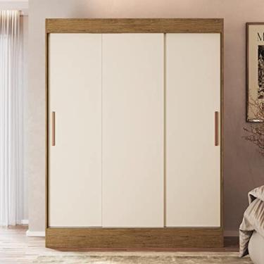 Imagem de Guarda Roupa Casal 3 Portas de Correr 2 Gavetas Marselha Móveis Doripel Off White/nogueira