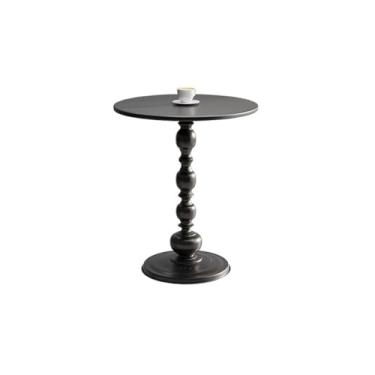 Imagem de Mesa de centro de design simples pequena mesa de centro redonda de metal para sofá aparador mesa de cabeceira prateleira varanda mesa lateral minimalista para sala de estar (preto)
