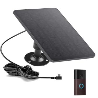 Imagem de Carregamento solar de 5 W compatível com anel para campainha de vídeo (2ª geração - versão 2020) (preto)