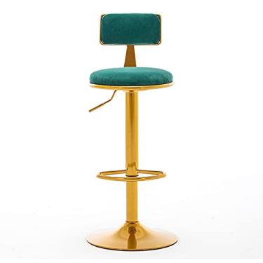 Imagem de Banquetas de bar para cadeira de bar, banco de altura de balcão estofado de veludo com pernas de metal para bar, cozinha, sala de jantar, sala de estar e bistrô pub bancos de bar ajustáveis (cor: A)