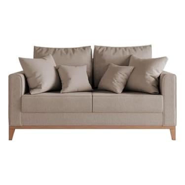 Imagem de Sofa Beny 3 lugares Revestimento Linho Base em Madeira (BEGE)