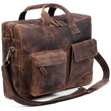 Imagem de Bolsa Carteiro Masculina Couro de Búfalo para Laptop com 18 Polegadas, Komal s Passion...