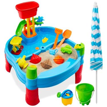 Imagem de Mesa de Atividades Sensoriais 2 em 1 com Água, 18 Peças, para Crianças de 3 Anos ou Mais, Best Choice, Azul