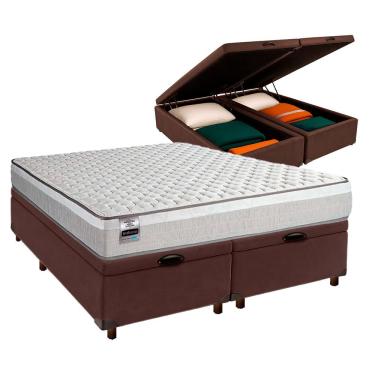 Imagem de Conjunto Cama Box Bau Blindado Queen + Colchão Molas Ensacadas Hanover Inducol