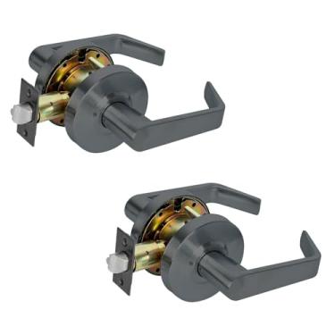 Imagem de SUMBIN Trava de maçaneta de porta de passagem pesada comercial grau 2, ADA, acabamento preto fosco (2 conjuntos de chaves iguais)