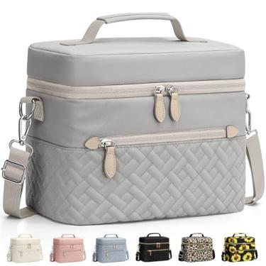 Imagem de Capolo Lancheira para mulheres, homens e adultos, lancheira isolada, à prova de vazamento, lancheira com alça removível, lancheira térmica reutilizável para piquenique de trabalho (pequena, cinza)