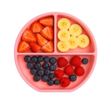 Imagem de Prato Alimentação Bebê Infantil Introdução Alimentar 100% Silicone Atóxico Livre De Bpa Antibacteriano Com Ventosa 3 Divisórias