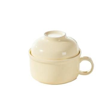 Imagem de Conjunto de pauzinhos de cerâmica para cobertura de macarrão instantâneo para dormitório estudantil - fio amarelo leite-um conjunto