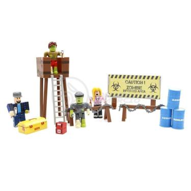 Imagem de Cartela 4 Boneco 7Cm Roblox Toys Zombie + Cenario Apocalipse