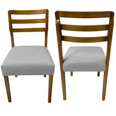 Imagem de Kit 2 Cadeiras Turquia Madeira Tecido Linho HR Cor Cinza