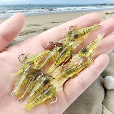 Imagem de Iscas de pesca, camarão de silicone macio para iscas de robalo, isca de pesca para água doce e salgada, presentes de pesca